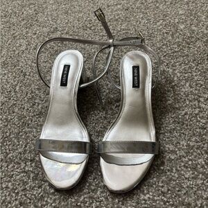 Nine West Metallic Silver Heels